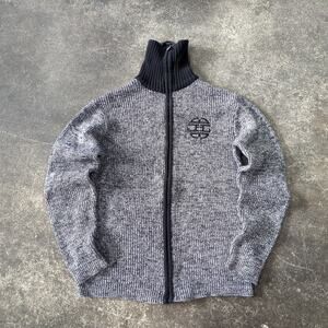 Clockhouse Sweatshirt Jacket Mens XL Gray Preppy Zip Embroidered Logo Sweater